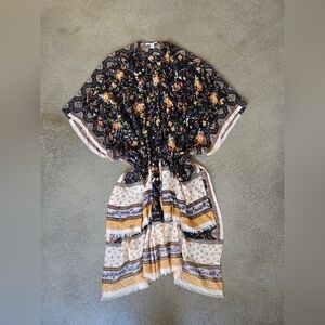 American Eagle Outfitters Floral Kimono - Black and Orange